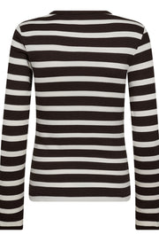 Granny Rib Emb LS Blouse 43007 | OffWhite/DarkBrown | T-Shirt fra Co'couture