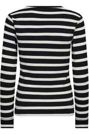 Granny Rib Emb LS Blouse 43007 | OffWhite-Black | T-Shirt fra Co'couture