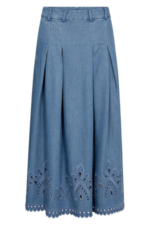 Tilly Pleat Emb Skirt 44012 | Denim blue | Nederdel fra Co'couture