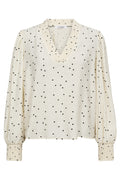 Diem Dot V-Blouse 45062 | OffWhite-Black | Bluse fra Co'couture