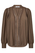 Notis Lace V-Shirt 45074 | Walnut | Bluse fra Co'couture