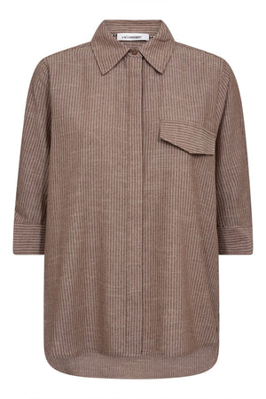 Jihocc Stripe Ss Shirt | Brown | Skjorte fra Co'Couture