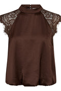 Idun Lace Ballon Top 45185 | Dark Brown | Top fra Co'couture