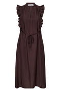 Heracc Frill Ss V-Dress | Dark Brown | Kjole fra Co'Couture