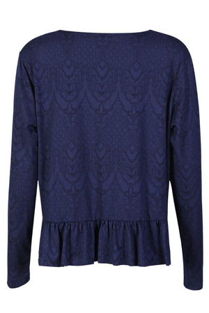 Alma Ls Frill T Shirt | Navy Lala | Bluse fra Liberté