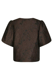 Aisa Brocade Blouse | Dark Brown | Bluse fra Neo Noir