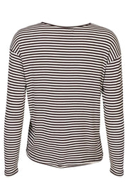 Liberté, Natalia Ls Boxy Blouse - D. Brown Creme Small Stripe