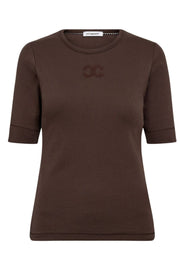 Granny Embroidery SS Tee 33166 | Mocca | T-Shirt fra Co'couture