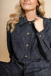 Box Shirt Jacket | Black Denim | Jakker fra Black Colour