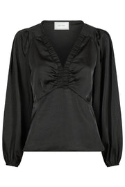 Istana Heavy Sateen Blouse | Black | Bluse fra Neo Noir