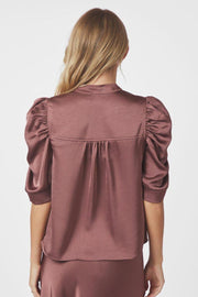 Roella Heavy Sateen Blouse | Dark Rose | Bluse fra Neo Noir