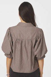 Etta Soft Stripe Stone Shirt | Brown | Bluse fra Neo Noir