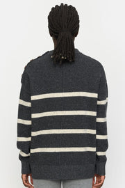 SREmerald Stripe Knit | Dark Grey Melange | Strik fra Soft Rebels