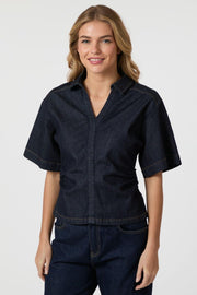 Spenda Denim Blouse | Dark Blue | Bluse fra Neo Noir