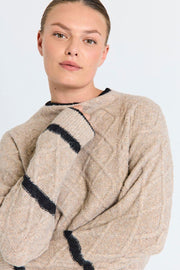 Hiro Pullover 206745 | Desert Taupe Mel. W. Black | Strik fra Freequent