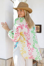 Sun Blouse | White Flower | Bluse fra Black Colour
