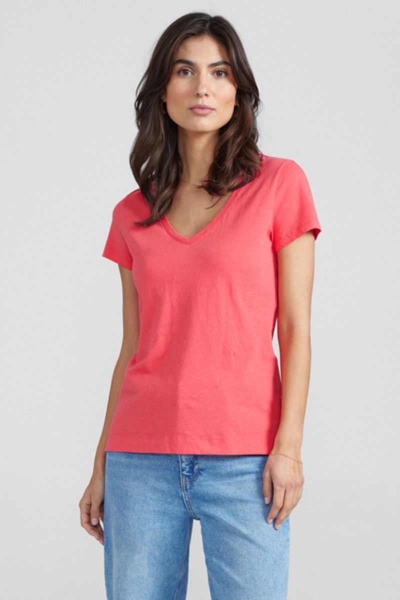 Mos Mosh T-shirt | Teaberry | Arden Organic V-SS Tee – Lisen.dk