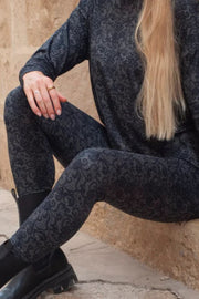 Alma Legging | Black Grey Lace | Leggings fra Liberté