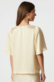 Largo Heavy Sateen Blouse | Light Yellow | Bluse fra Neo Noir