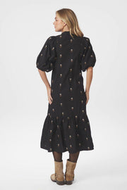 Veronica Flower Emb Dress | Schwarz | Kleid von Neo Noir