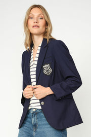 Milena SS Stripe Polo Tee | Maritime Blue | T-shirt fra Mos Mosh