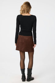 Hemie Imitated Suede Skirt | Brown | Nederdel fra Neo Noir