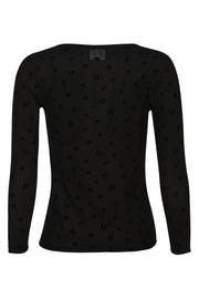 Mesh Ls Tshirt | Black Flock Leo | Bluse fra Liberté