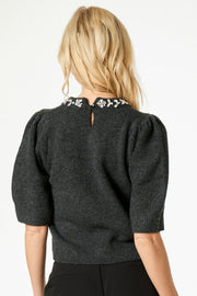 Maia Stone Knit Blouse | Antracit Melange | Bluse fra Neo Noir