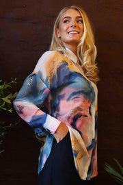 Sarafina Ls Shirt | Blue Peach Gold Marble | Skjorte fra Liberté