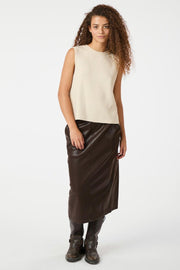 Nettie Faux Leather Skirt | Dark Brown | Nederdel fra Neo Noir