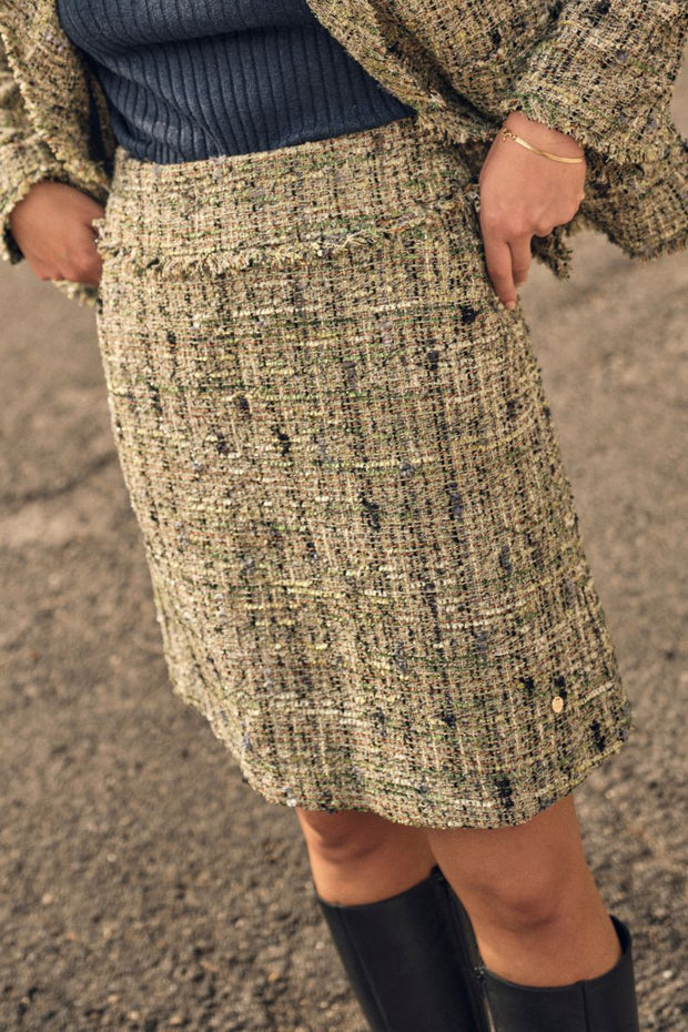Vinna Boucle Skirt | Zephyr Green | Skirts fra Mos Mosh