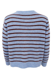 Dell Striped Knit Cardigan | Blue | Strikket Top fra Black Colour