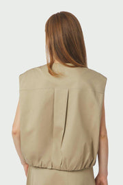 Flo Balloon Twill Vest | Taupe | Vest fra Neo Noir
