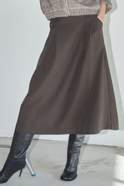 Luna Pocket Pleat Skirt 34222 | Dark Brown | Nederdel fra Co'couture