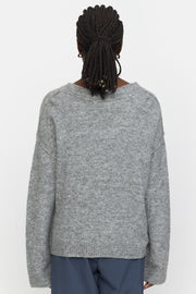 SRAllison V-Neck Knit | Medium Grey Melange | Strik fra Soft Rebels