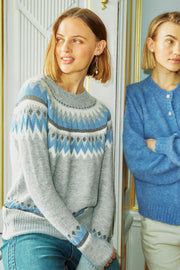 Mayfair Pullover 204655 | Medium Grey Mel. w Wedgewood | Strik fra Freequent