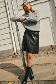 Adalyn Leather Skirt | Black | Nederdel fra Mos Mosh
