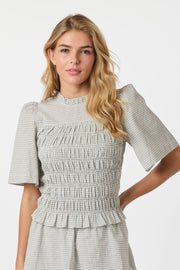 Possini Small Check Blouse | Creme | Bluse fra Neo Noir