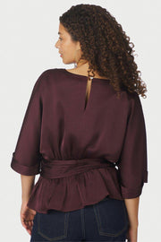 Annegret Heavy Sateen Blouse | Burgundy | Bluse fra Neo Noir