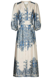 Stellar Paisley Border Dress | Ash Blue | Kjole fra Neo Noir
