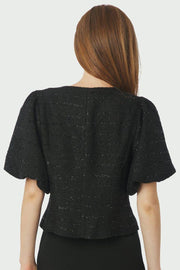 Anela Boucle Blouse | Black | Bluse fra Neo Noir
