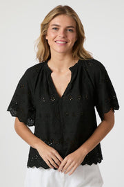 Odet Embroidery Blouse | Black | Bluse fra Neo Noir