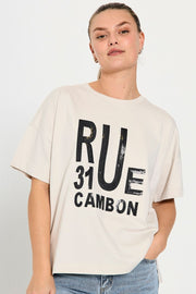 Carol Tee 205337 | Moonbeam W. Black | T-Shirt fra Freequent