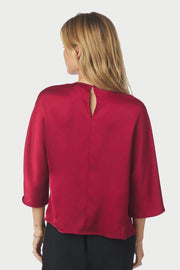 Liora Heavy Sateen Blouse | Dark Red | Bluse fra Neo Noir