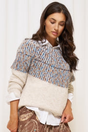 Lilia Knit | Crema/Blue | Strik fra Marta du Chateau