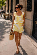 Siri Flouncy Striped Set | Yellow