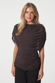 Cottuna Drapy Mesh Top | Brown | Bluse fra Neo Noir