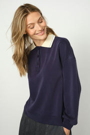 Vada Polo Sweatshirt | Maritime Blue | Bluse fra Mos Mosh
