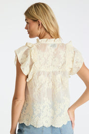 Jayla Big Embroidery Top | Off White | Top fra Neo Noir