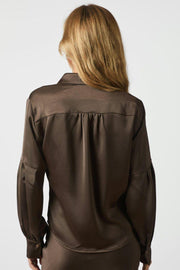 Naja Satin Shirt | Dark Brown | Bluse fra Neo Noir